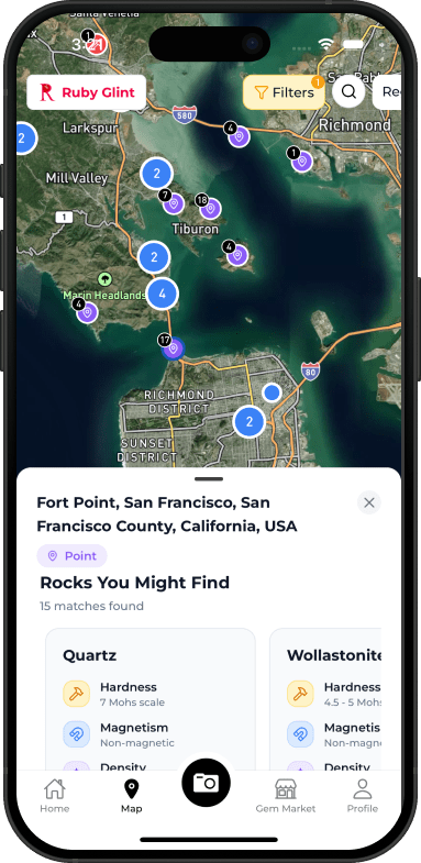 Rockhounding map interface